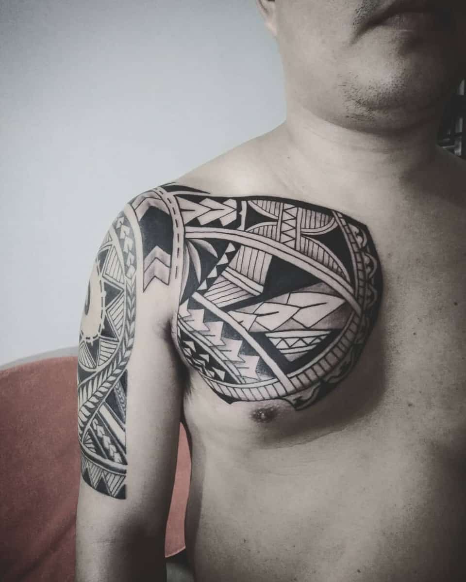 Polynesian Chest Tattoo dennishermosa