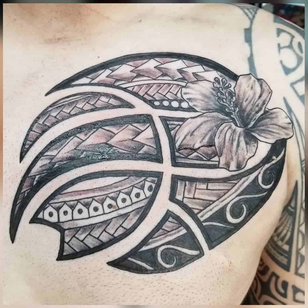 Polynesian Chest Tattoo gaspar.tattoo