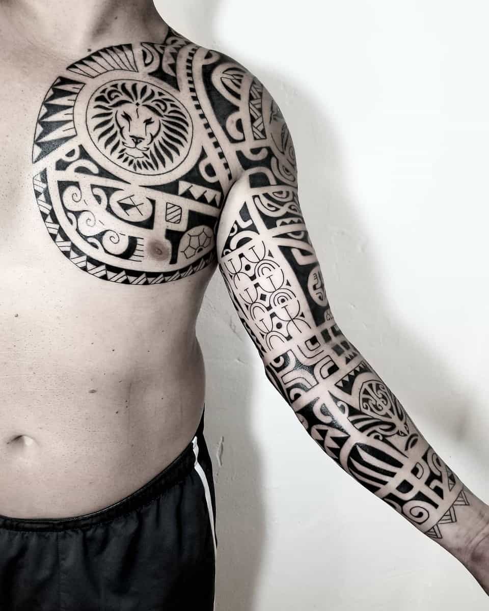 Polynesian Full Sleeve Tattoo amai_tattoo