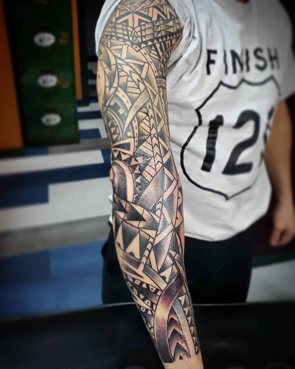 Polynesian Full Sleeve Tattoo shaun.hotrodtat2