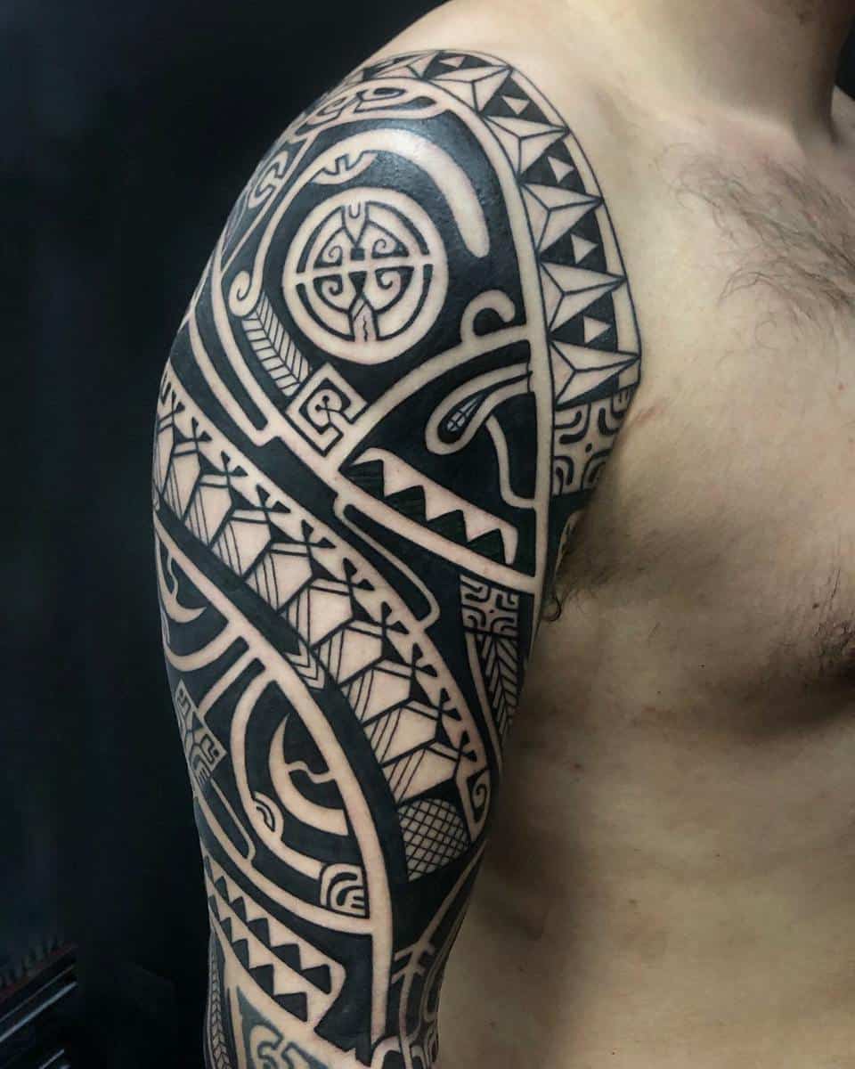 Polynesian Half Sleeve Tattoo santostattooo