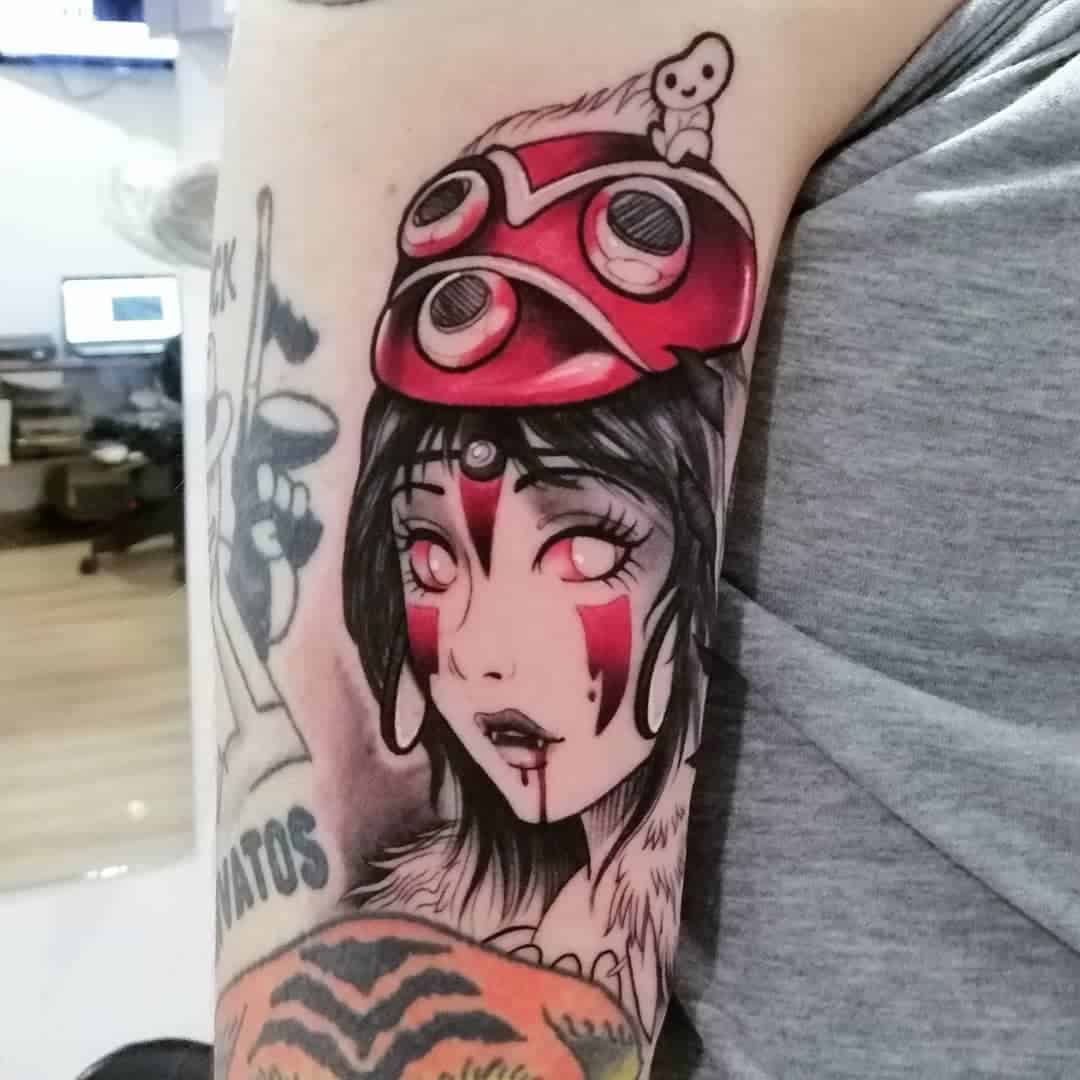 Tatuaje De La Princesa Mononoke De Studio Ghibli -gabrielbslg_tattoo