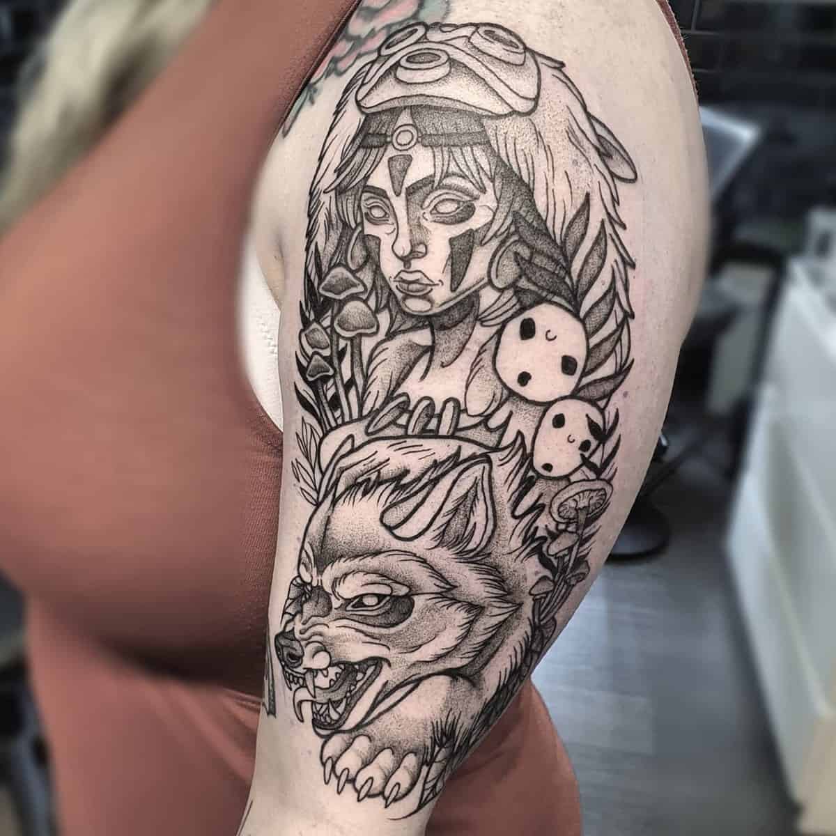 Tatuaje De La Princesa Mononoke De Studio Ghibli -hannahbtattoo