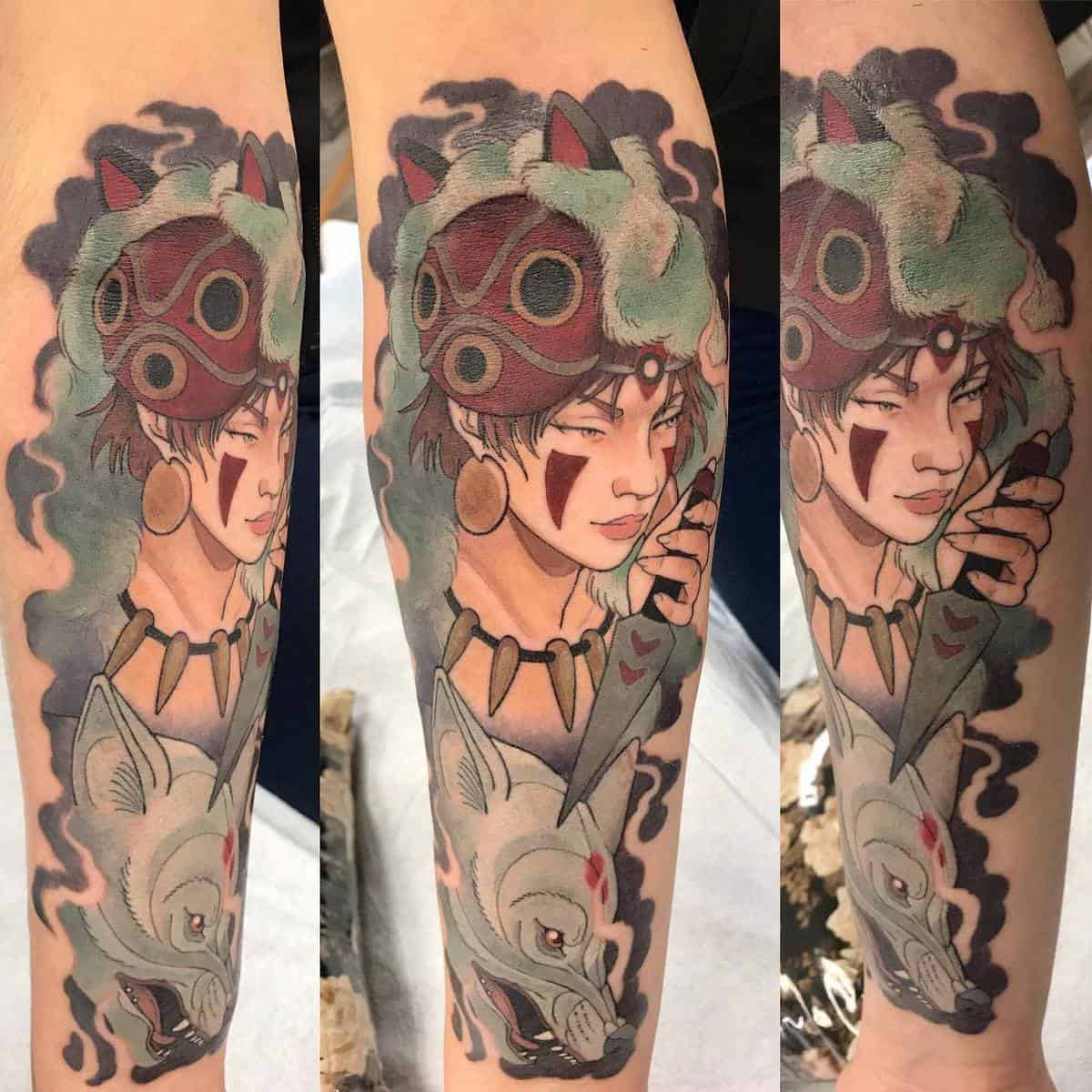 Tatuaje De La Princesa Mononoke De Studio Ghibli -rustiewilsontattoos