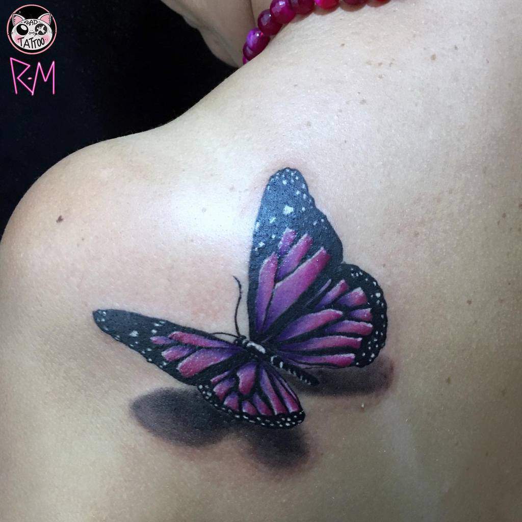 Purple 3D Butterfly Tattoo radtattoostudio