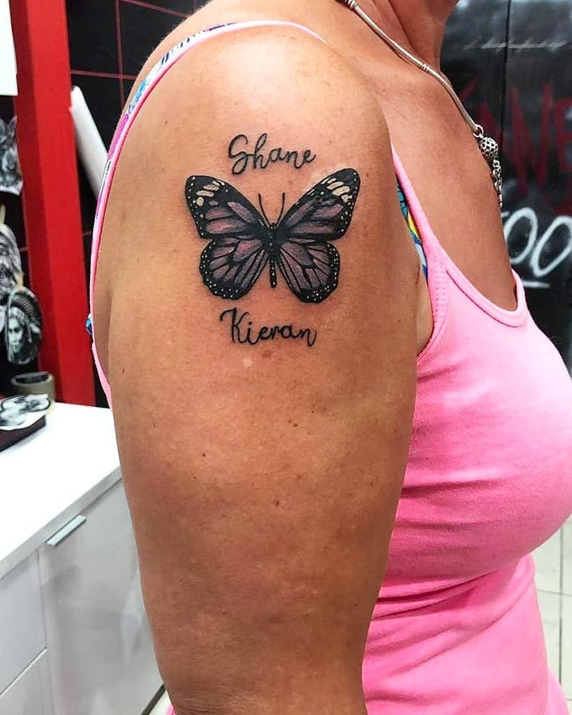 Purple Butterfly Shoulder Tattoo aris_tattoo.crash