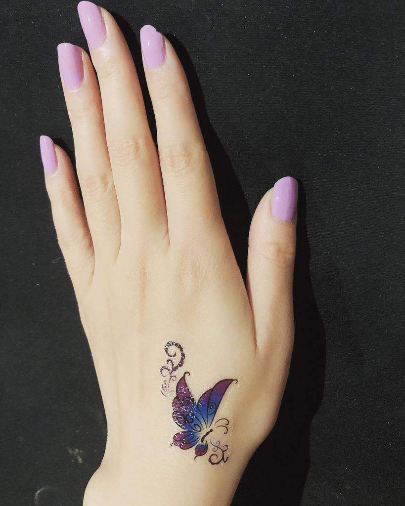 Purple Butterfly Tattoo handmodelfairy