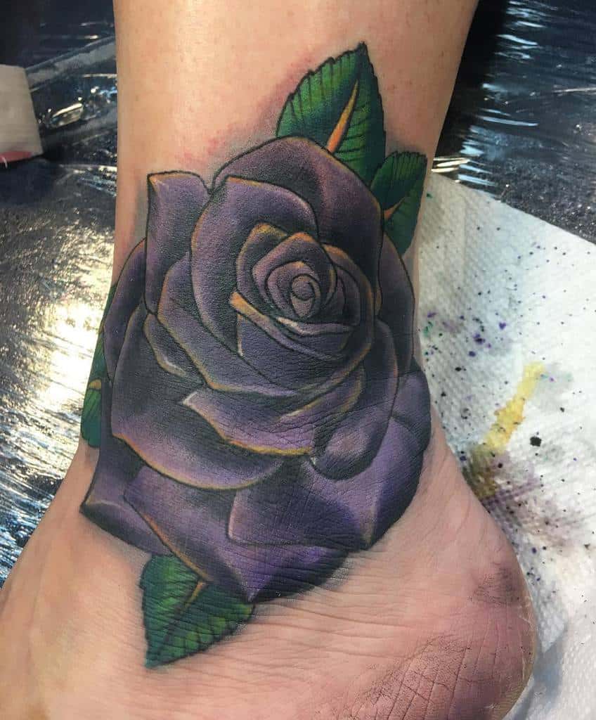 Purple Flower Ankle Tattoo lonelyboytattoos