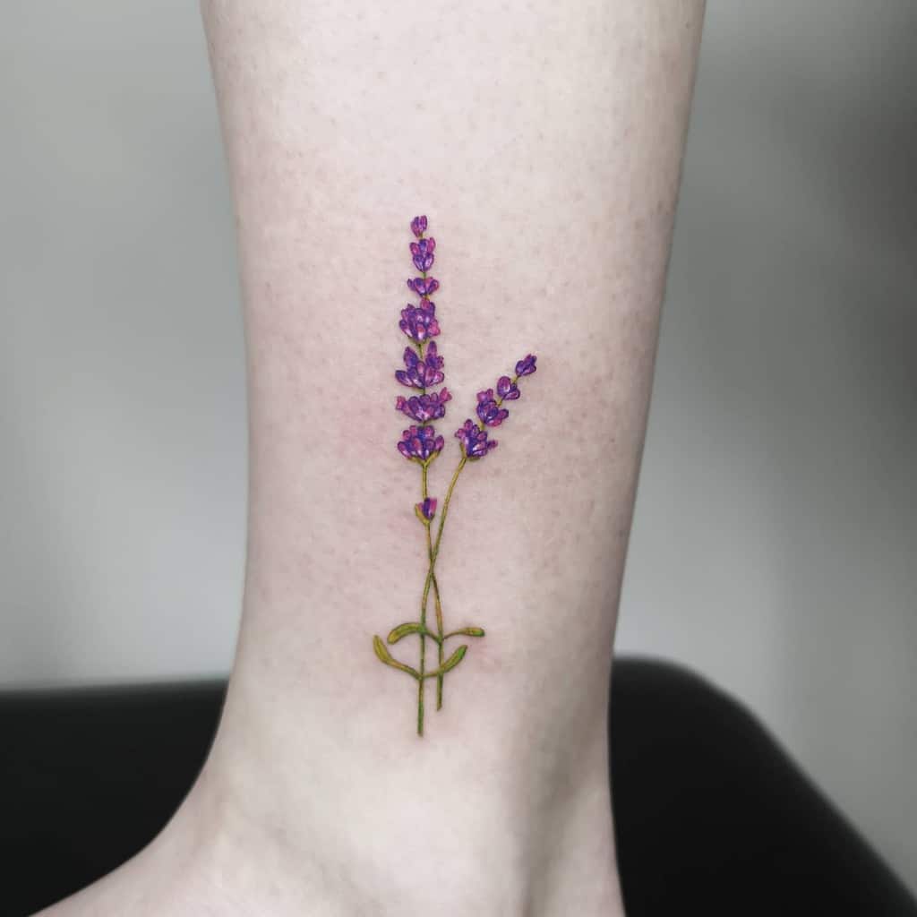 Purple Flower Ankle Tattoo nikita.tattoo