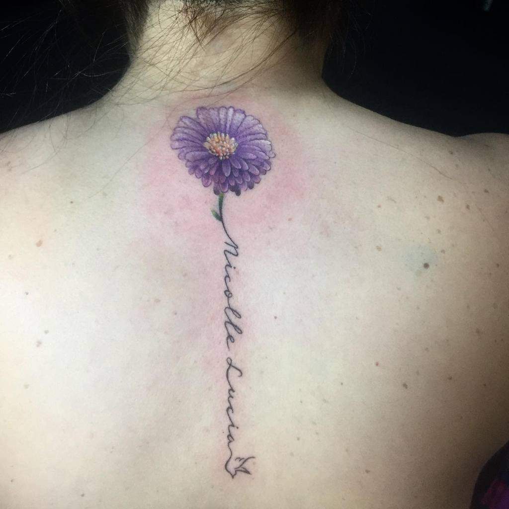 Purple Flower Back Tattoo christian_inkdependent_tattoo