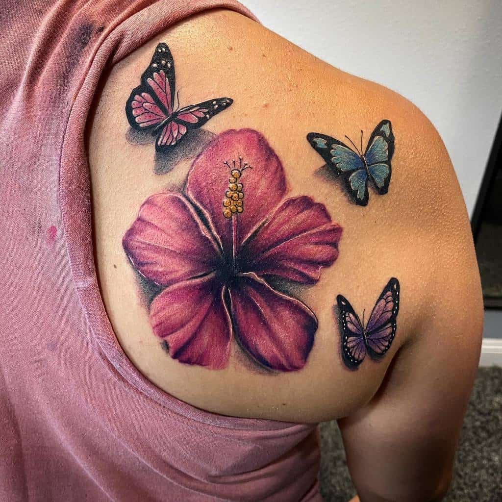 Purple Flower Back Tattoo davidtatts85