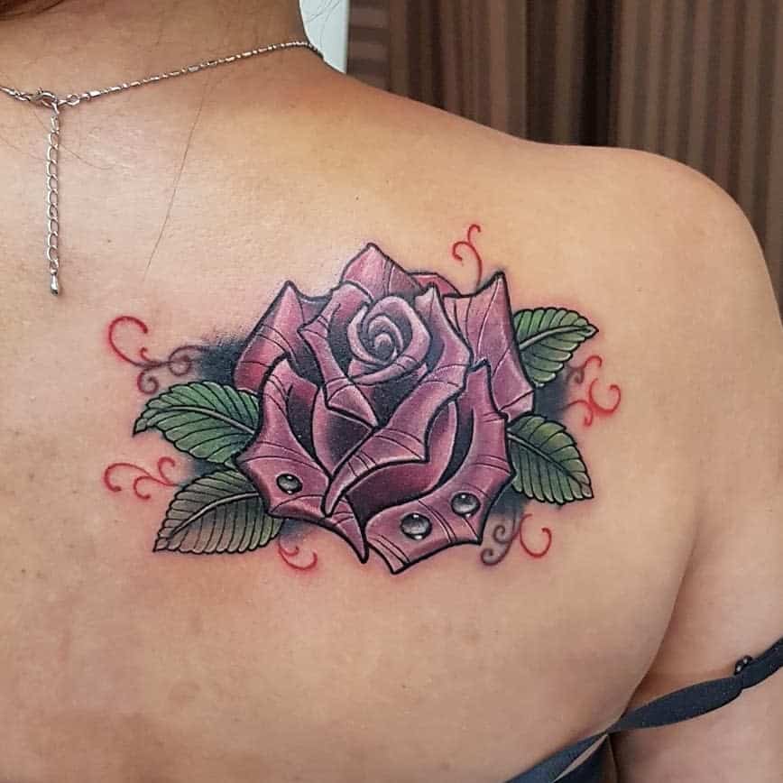 Purple Flower Back Tattoo diaoshane