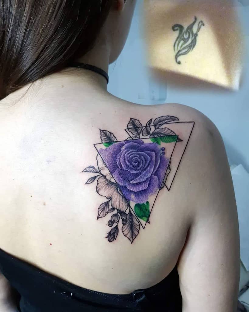 Purple Flower Back Tattoo flamishadow