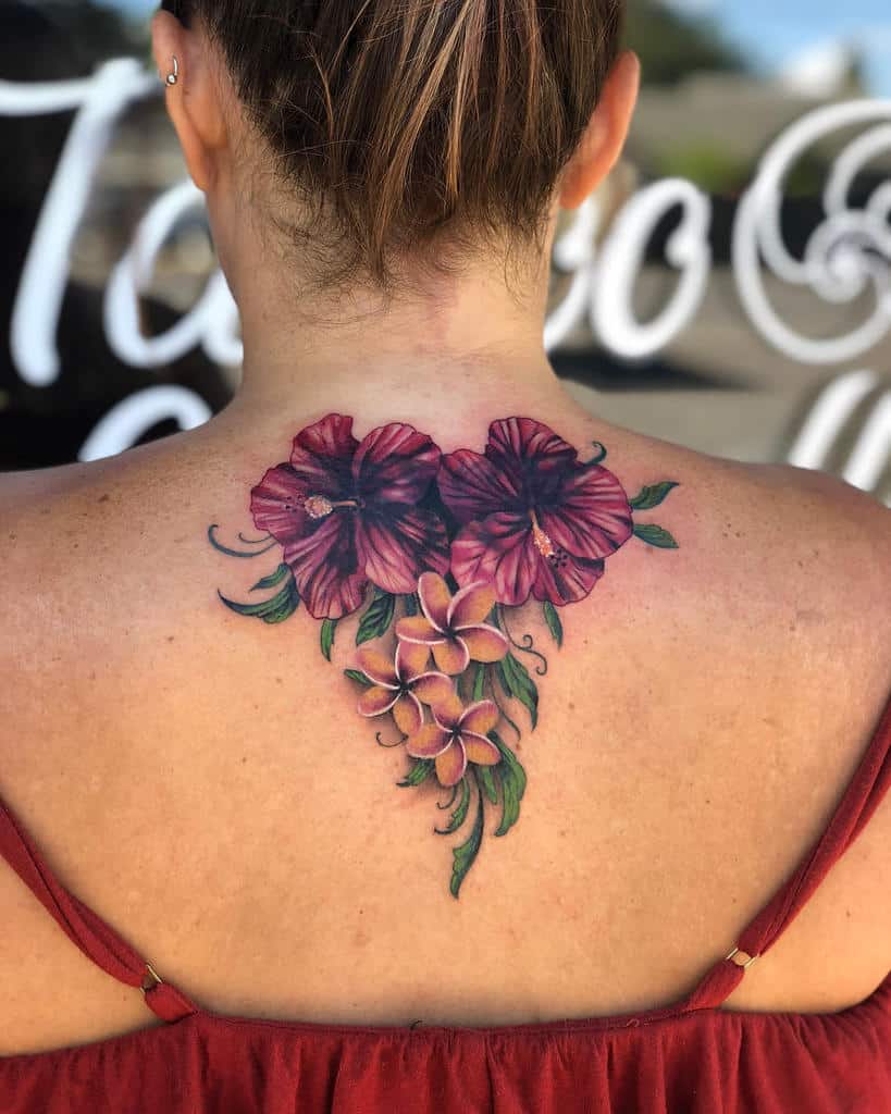 Purple Flower Back Tattoo tattoonouvelle