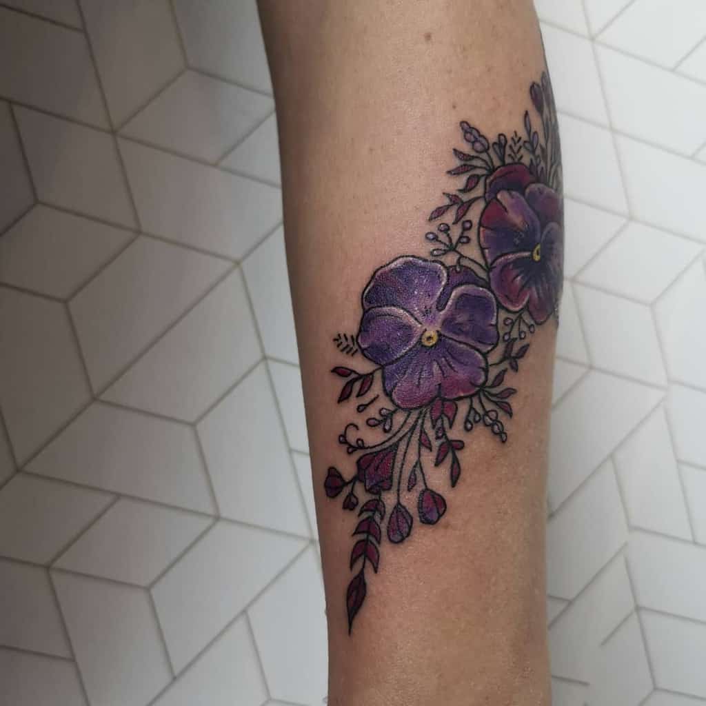 Purple Flower Forearm Tattoo reddahlia.illustrator