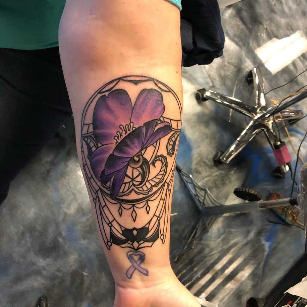 Purple Flower Forearm Tattoo skerrybrownie
