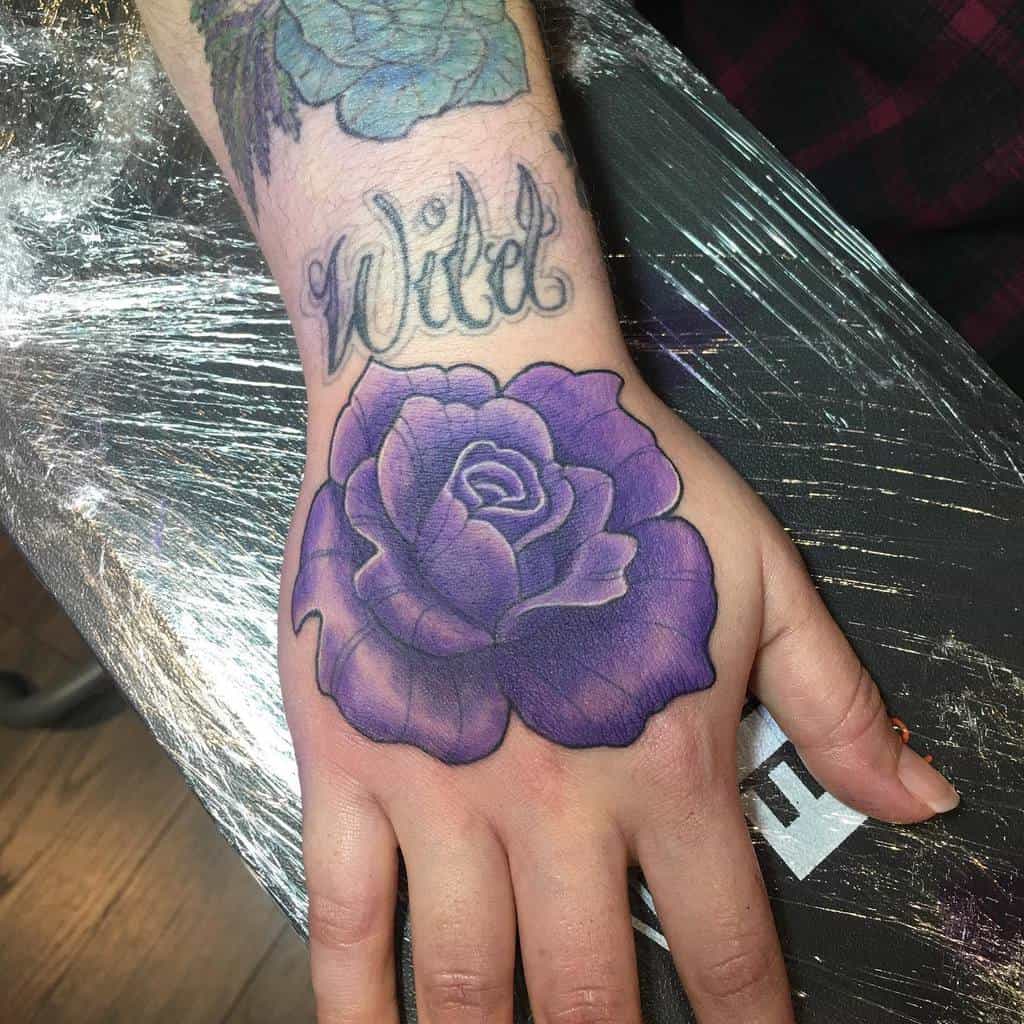 Purple Flower Hand Tattoo artbyjimmyyy