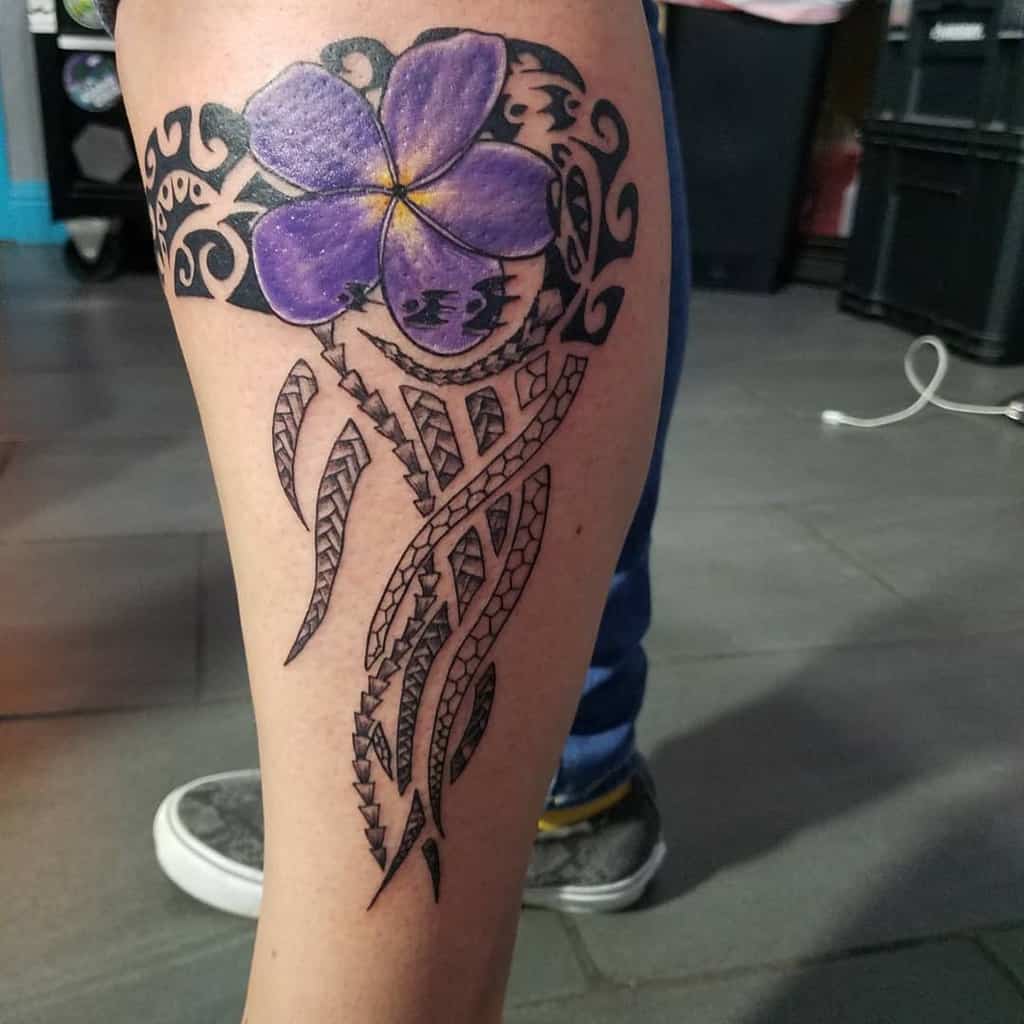 Purple Flower Leg Tattoo rossgrajewski
