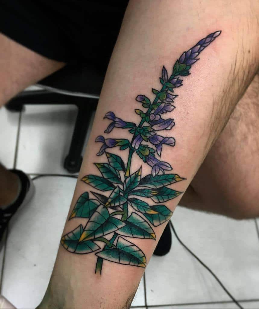 Purple Flower Leg Tattoo vivahat3