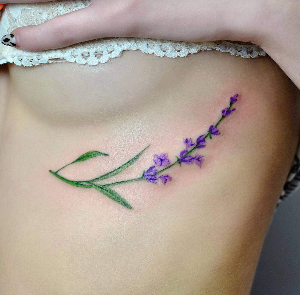 Purple Flower Rib Tattoo axonic_ink