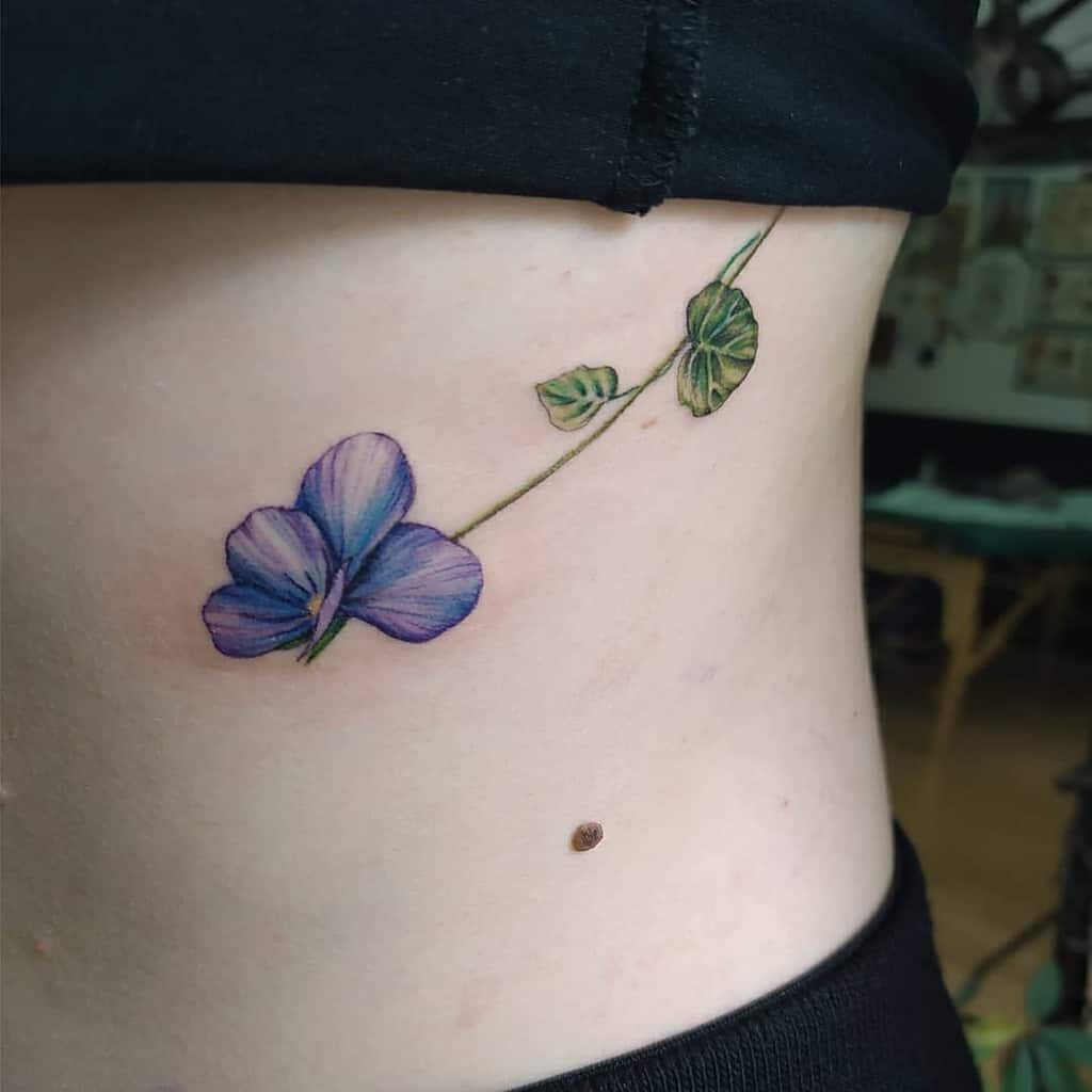 Purple Flower Rib Tattoo ruza.tattooer