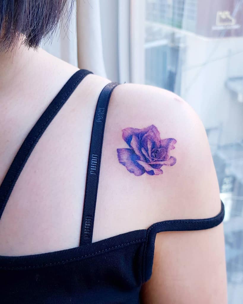 Purple Flower Shoulder Tattoo maeil_tattoo