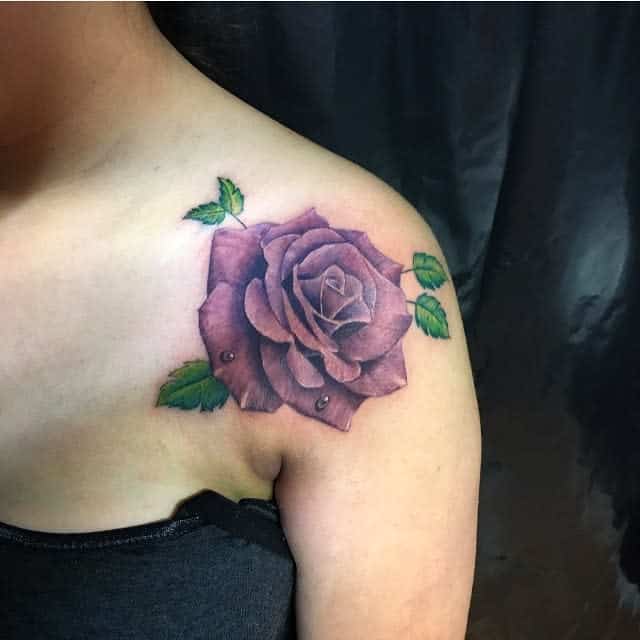 Purple Flower Shoulder Tattoo mitintta