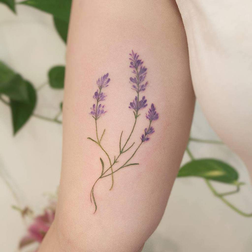 Purple Flower Upperarm Tattoo z_lasu_tattoo