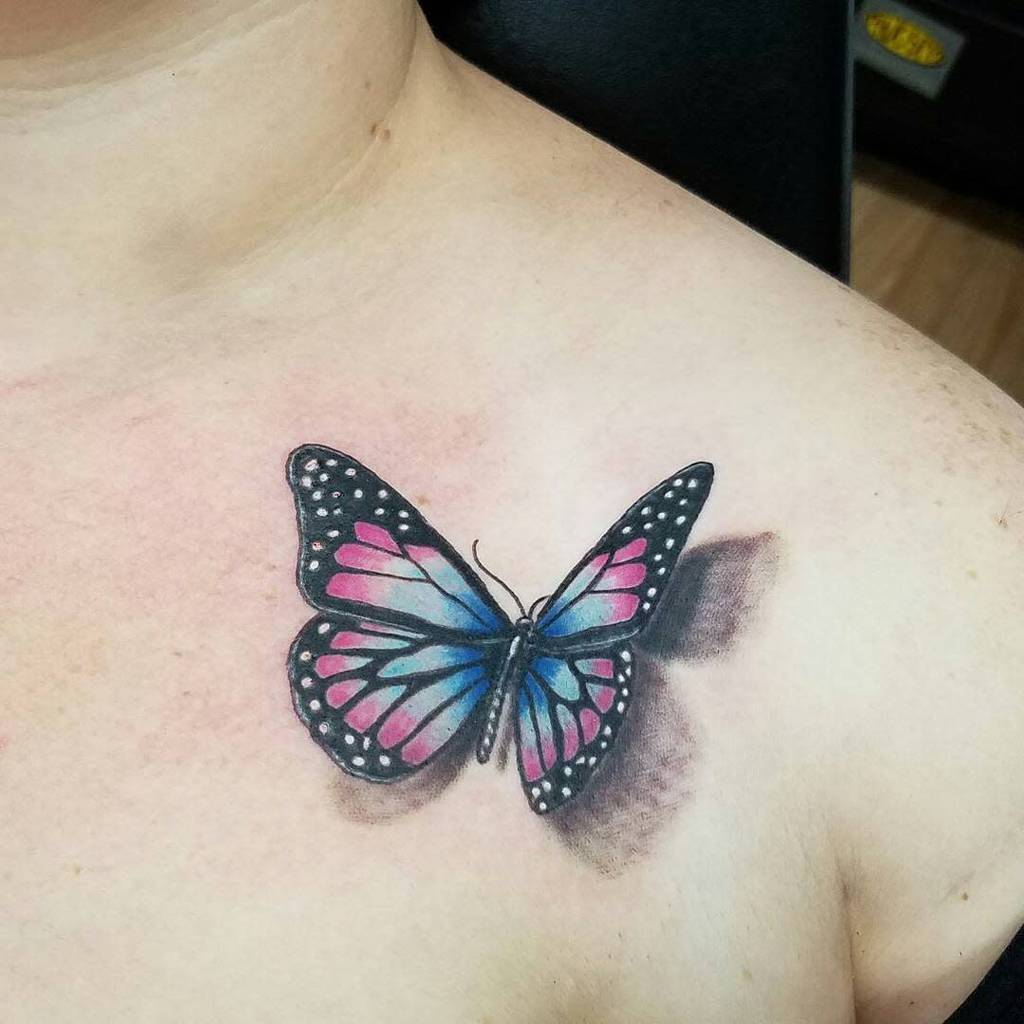 Realistic 3D Butterfly Tattoo stephtattoos99