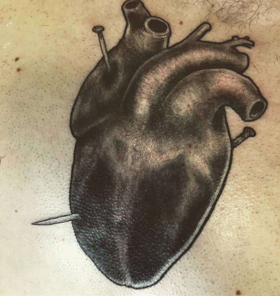 Realistic Anatomical Black Heart Tattoo Johntempesttattoo