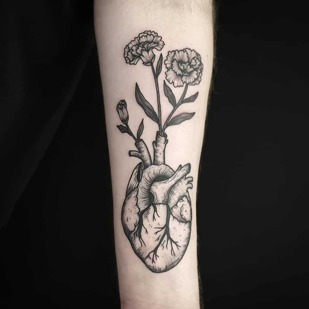 Realistic Anatomical Black Heart Tattoo Robinwilliamstattooer