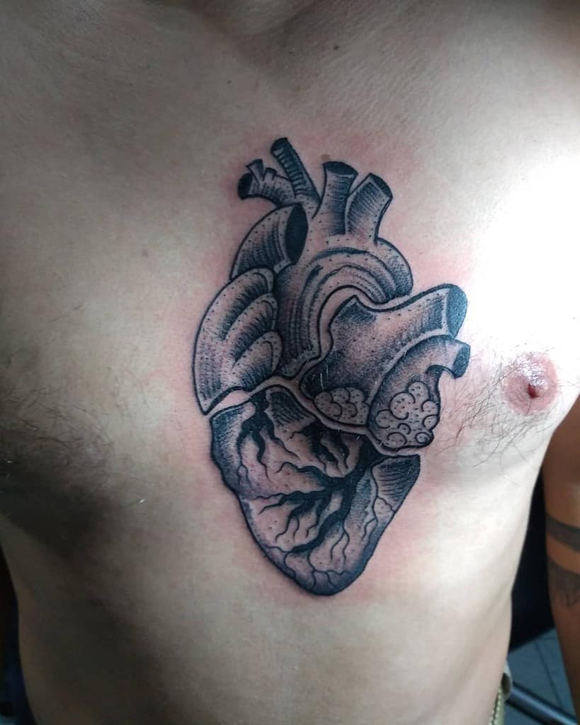 Realistic Anatomical Black Heart Tattoo Tomkaoz74