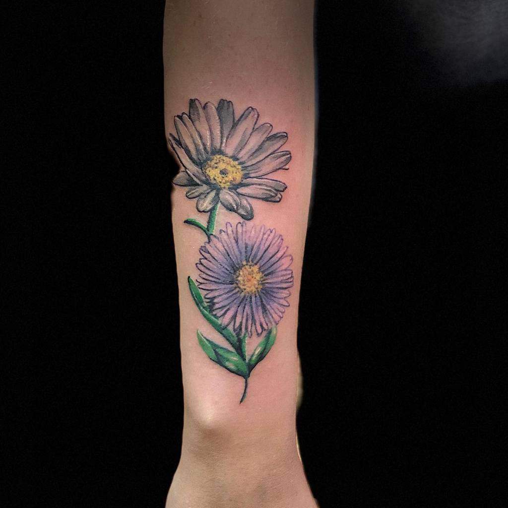 Realistic Aster Flower Tattoo bryan_fn_vega