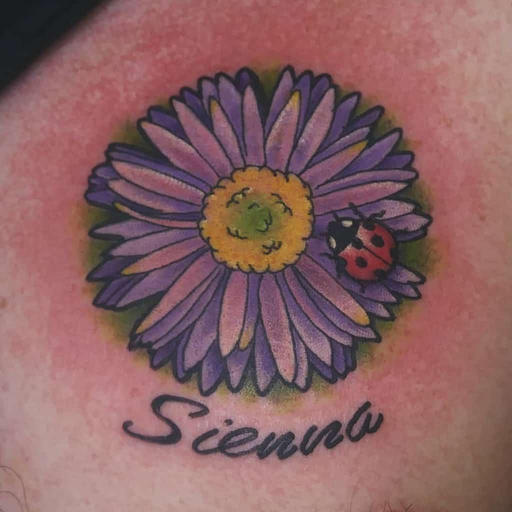 Realistic Aster Flower Tattoo inkbytink