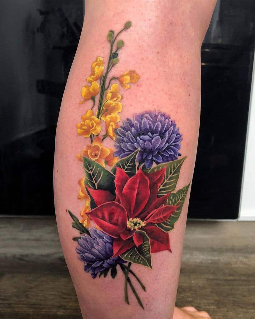 Realistic Aster Flower Tattoo jennifersterrytattoo