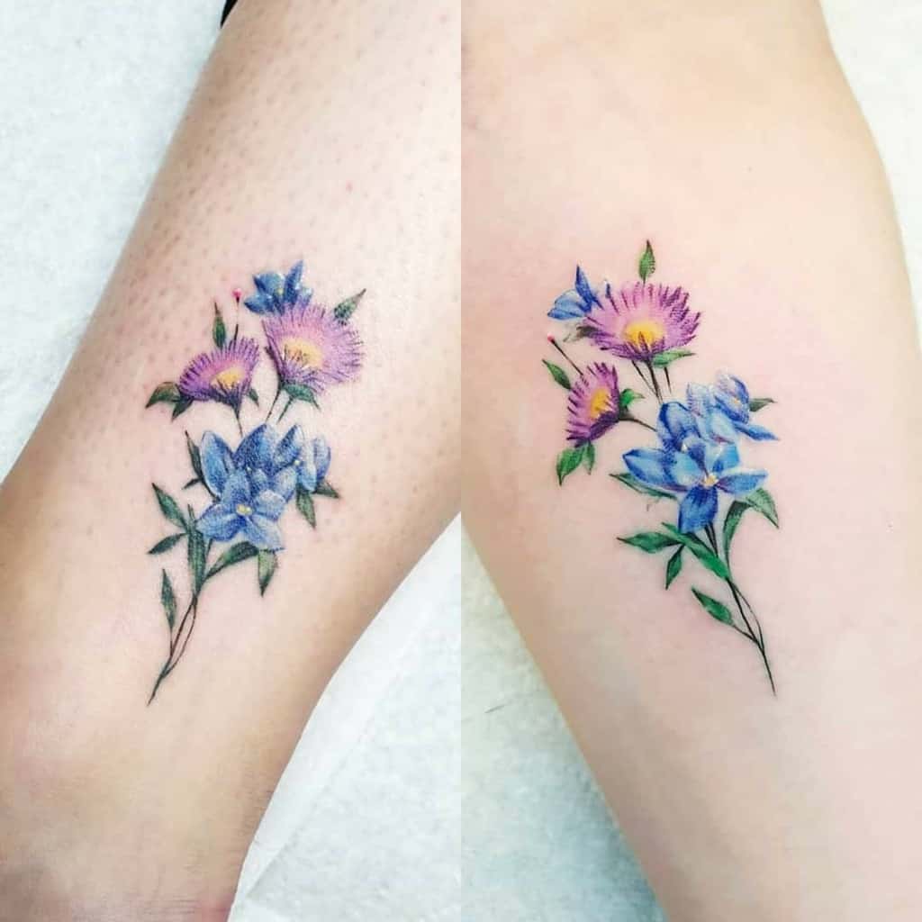 Realistic Aster Flower Tattoo leehumphs_tattooer