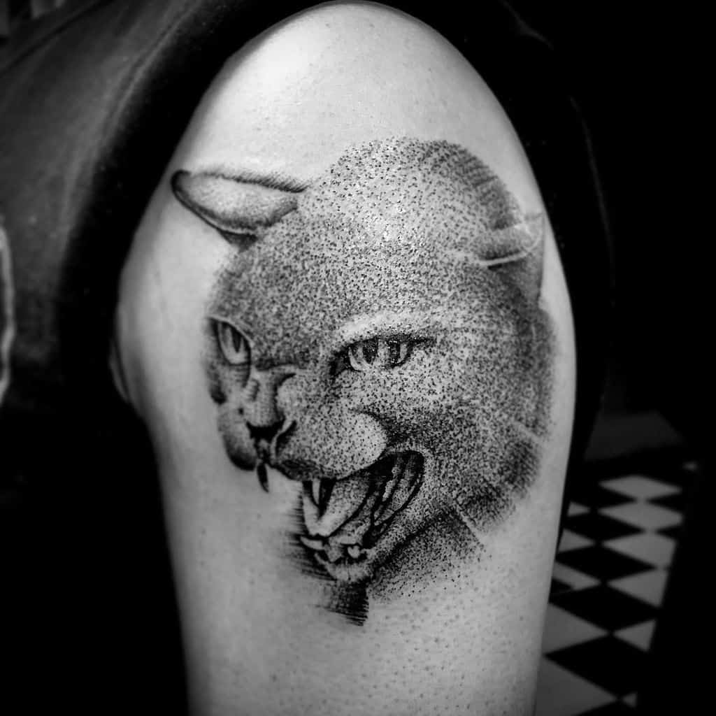Realistic Black Cat Tattoo billyhotattoo