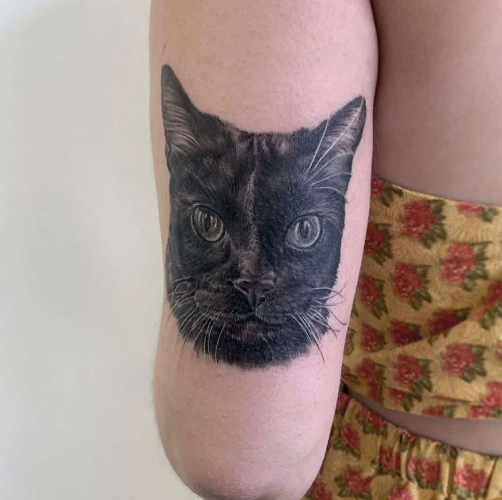 Realistic Black Cat Tattoo jordanlentztattoos