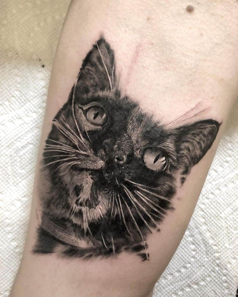 Realistic Black Cat Tattoo martinkellytattoo