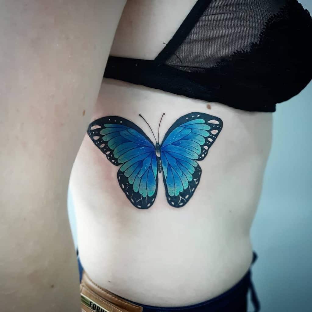 Temporary Tattoos  Realistic Blue Butterfly with 3D Shadow  Stick on Fake  Tattoos  Blue butterfly tattoo Tattoos for women flowers Butterfly tattoo
