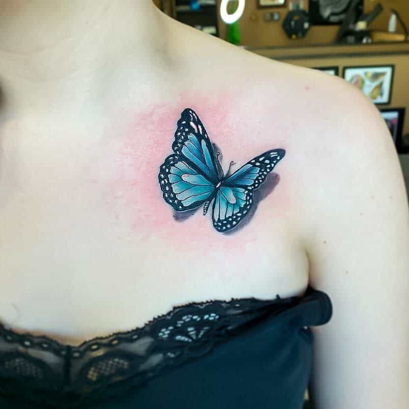 Realistic Blue Butterfly Tattoos yavonnie_a