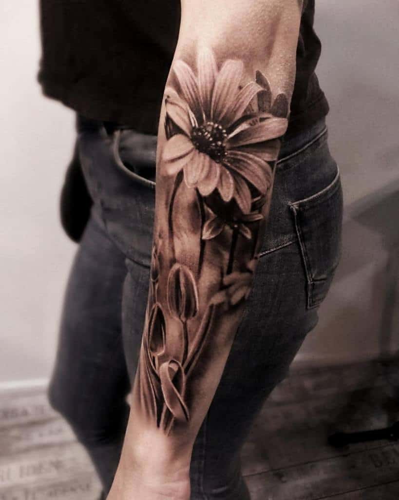 Realistic Flower Tattoo Sleeve glenpreece
