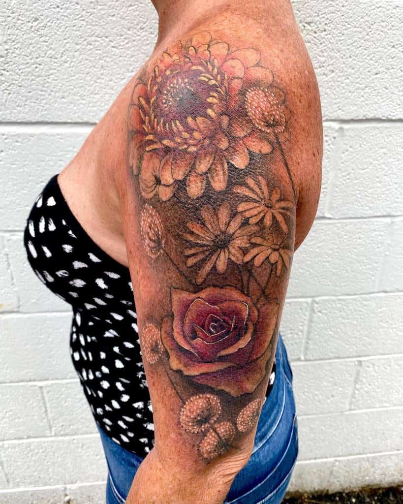 Realistic Flower Tattoo Sleeve robberrong