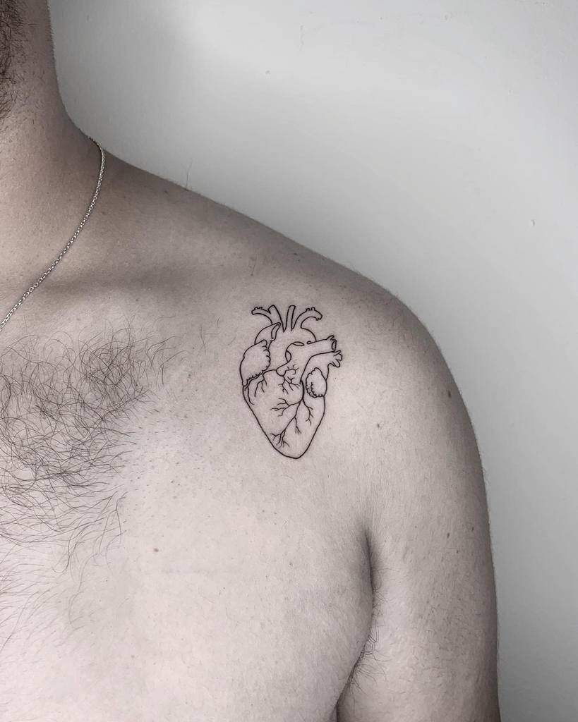 Realistic Heart Outline Tattoo beja_tattoos