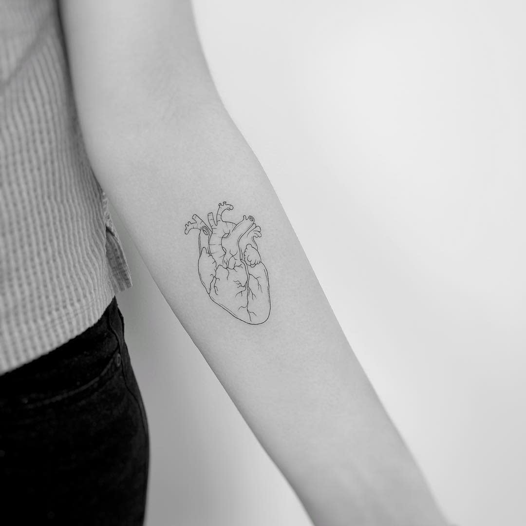 Realistic Heart Outline Tattoo brittany_tattoos