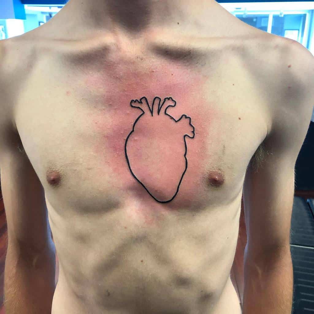 Realistic Heart Outline Tattoo gentlejoshtattoos