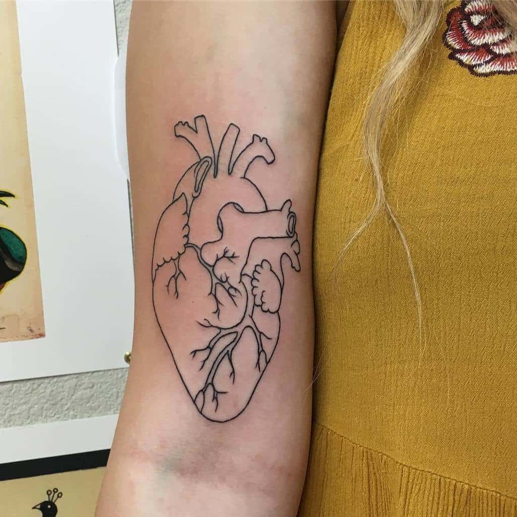Realistic Heart Outline Tattoo stapleton.tattoo