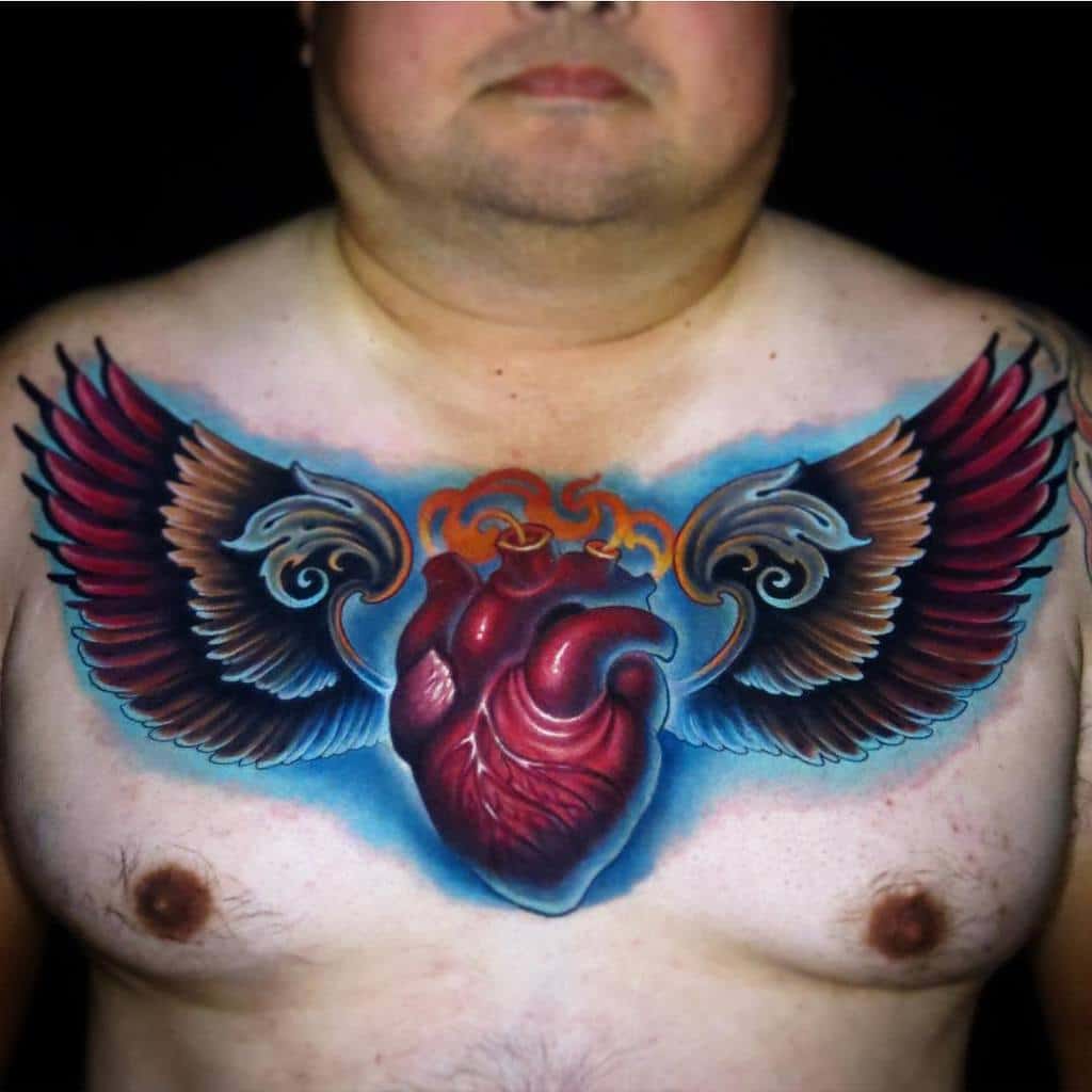 Realistic Heart With Wings Tattoo theblacklanternoc