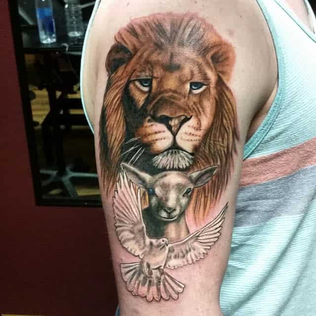 Realistic Lion and Lamb Tattoo bodycanvasstudio