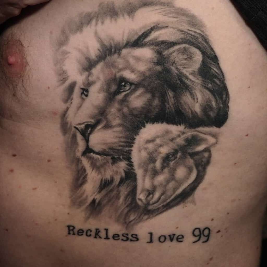 Realistic Lion and Lamb Tattoo n8arts